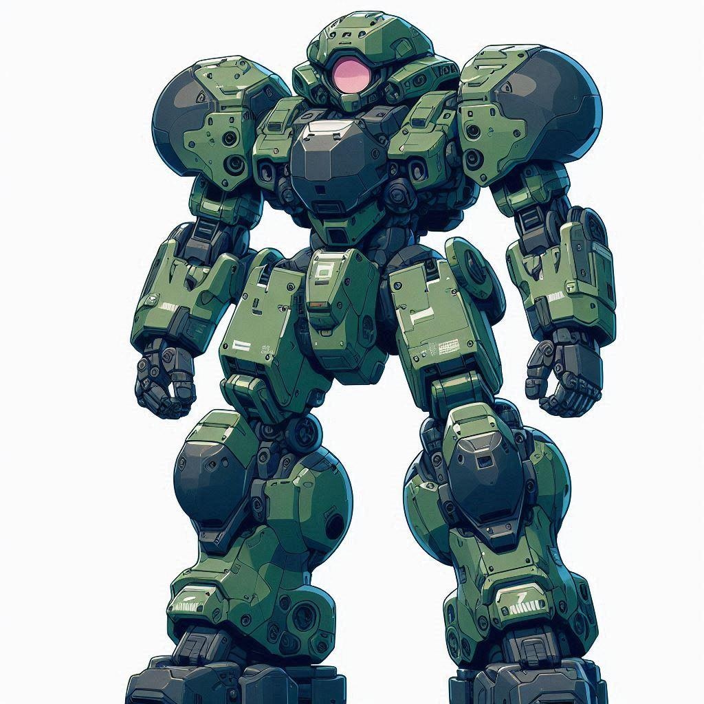 AIガチャ戦機 少数生産機＋重ガトリング（習作）　三面図経由フィギア