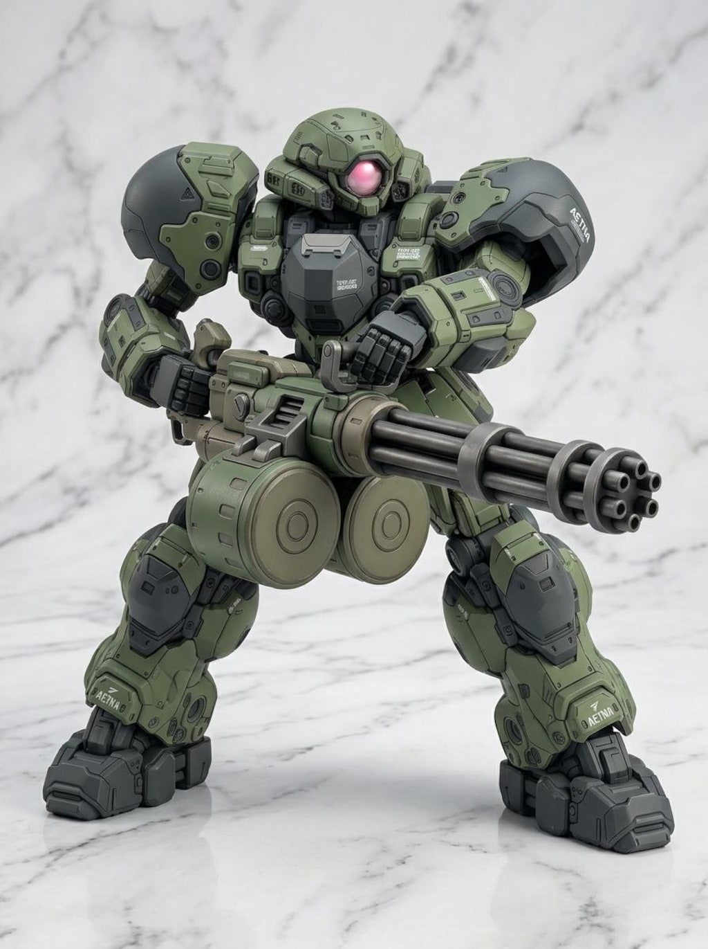 AIガチャ戦機 少数生産機＋重ガトリング（習作）　三面図経由フィギア