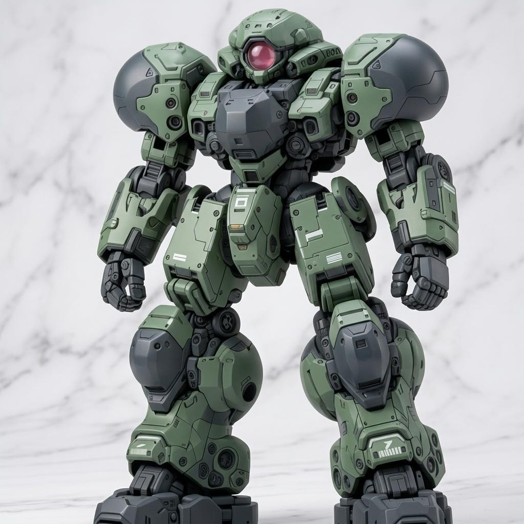 AIガチャ戦機 少数生産機＋重ガトリング（習作）　三面図経由フィギア