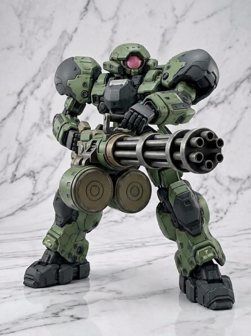 AIガチャ戦機 少数生産機＋重ガトリング（習作）　三面図経由フィギア