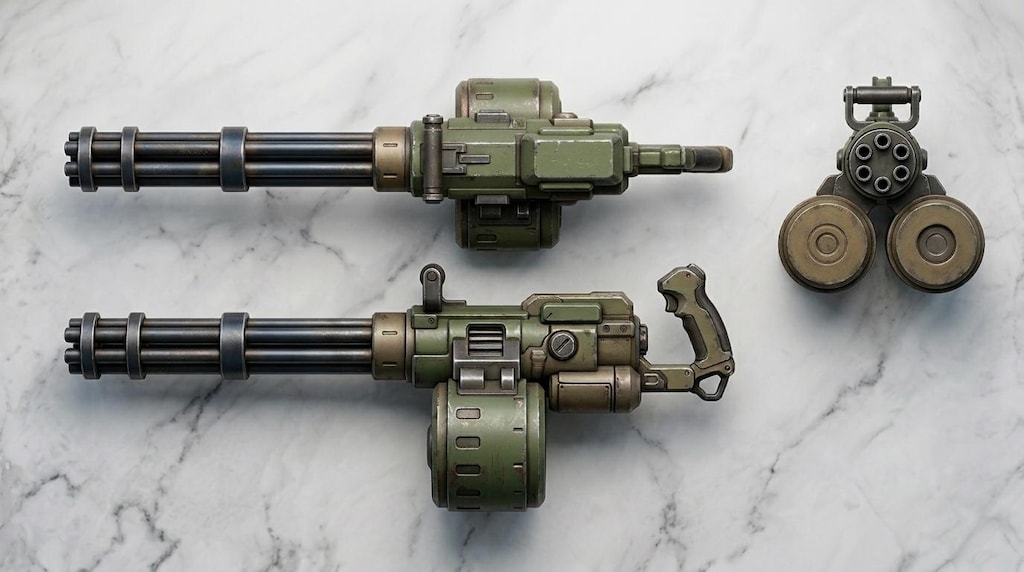 AIガチャ戦機 少数生産機＋重ガトリング（習作）　三面図経由フィギア