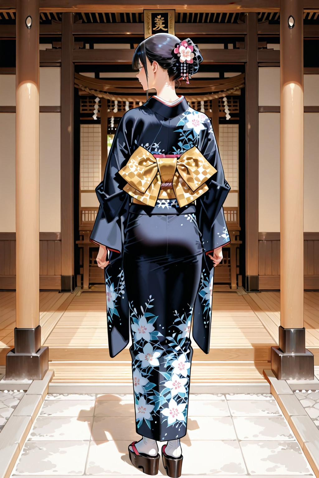 参拝をする着物美女（着物で参拝でさえ少しでも脱がそうとするpuiサイテェ～）