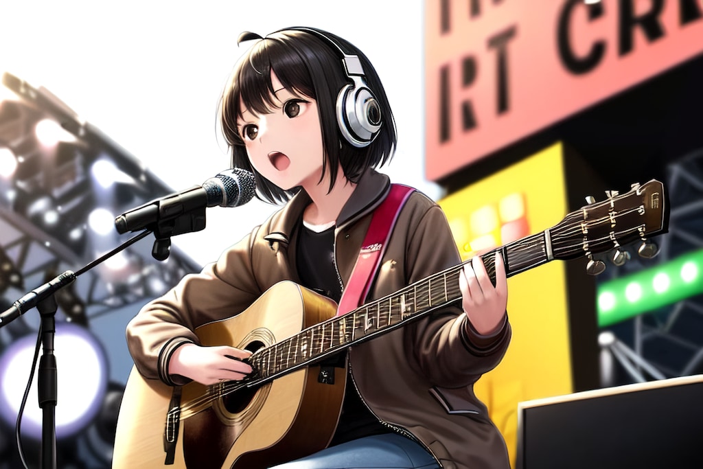 アコースティックな弾き語り少女