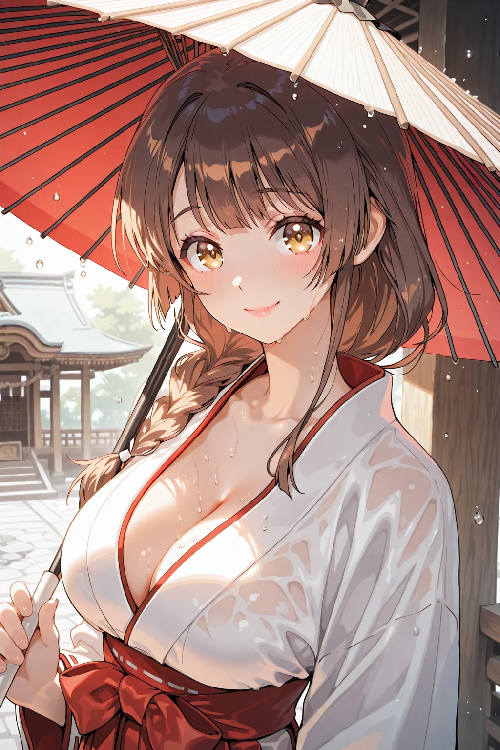 巫女と雨 | の人気AIイラスト・グラビア