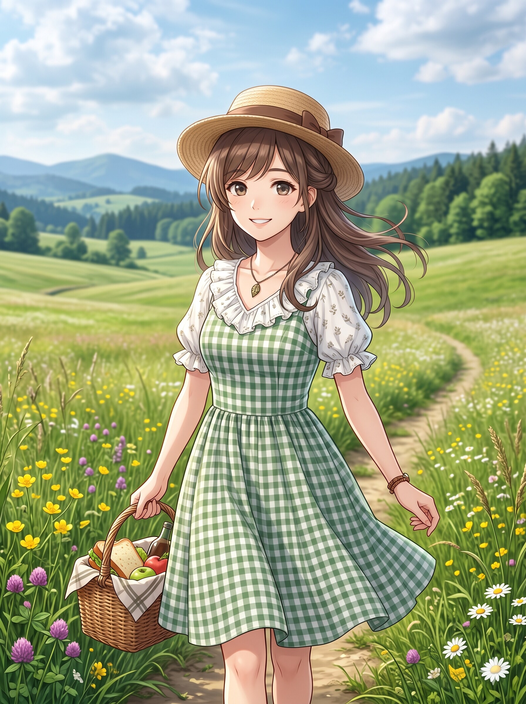 ピクニックの女性　4枚