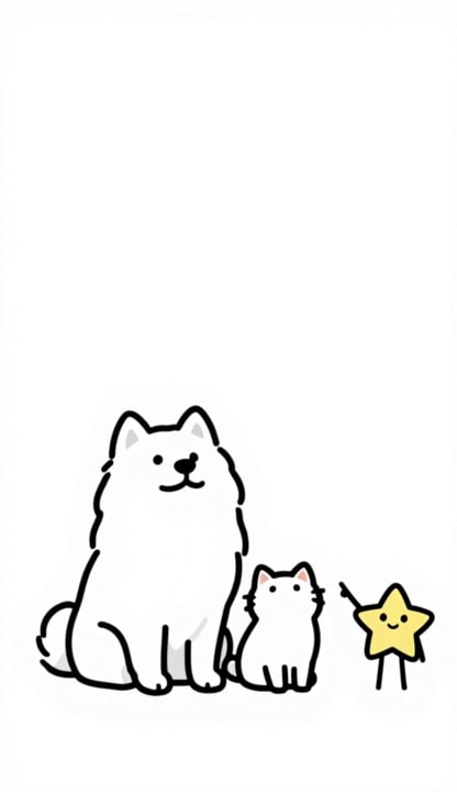 サモエドんと子猫さんと星くず君　だから、僕はあそこから来たんだよ！ | の人気AIイラスト・グラビア