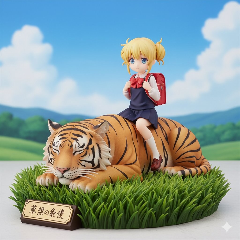 虎の背中に乗る