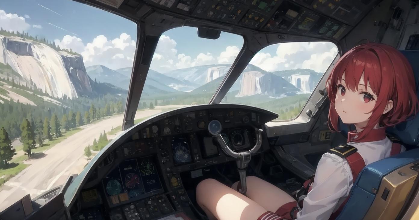 Girl piloting an airplane 7