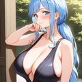 黒いワンピース水着のおユキさん 2枚目