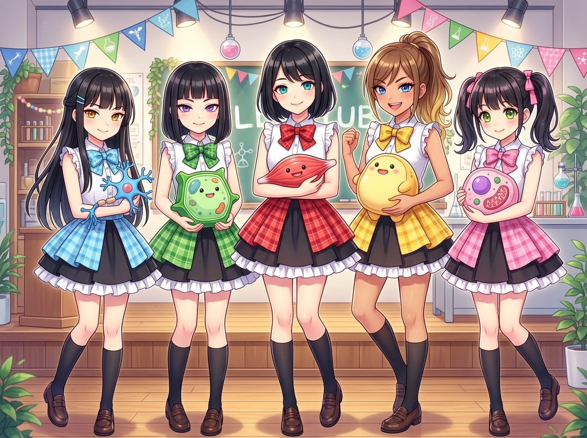 餅五女と 細胞マスコット