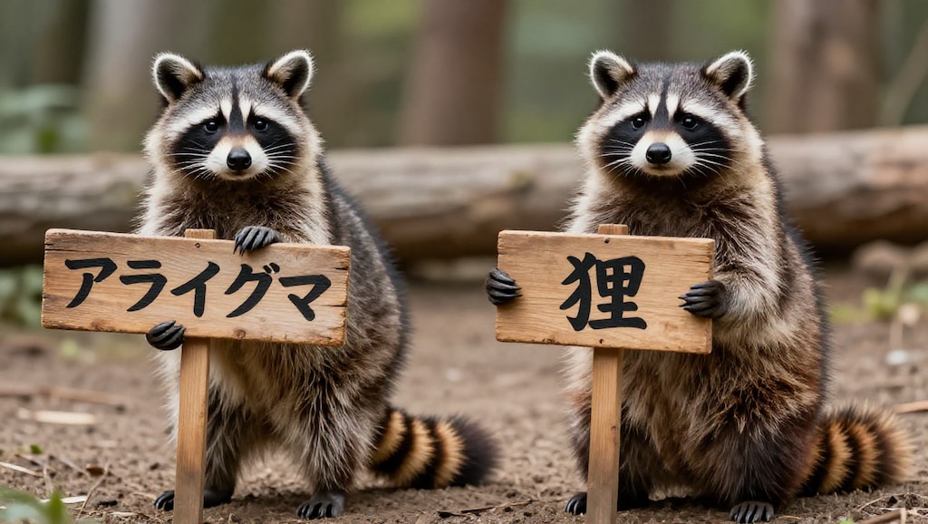 タヌキとアライグマ