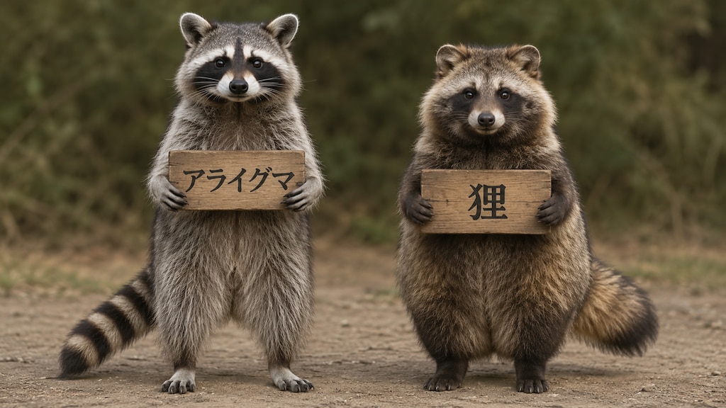 タヌキとアライグマ