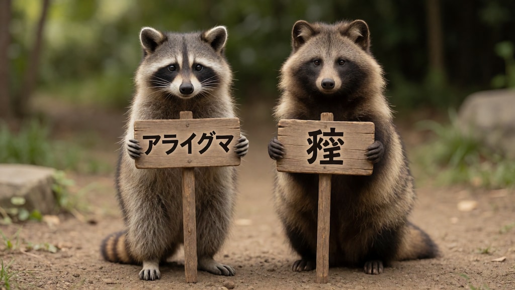 タヌキとアライグマ