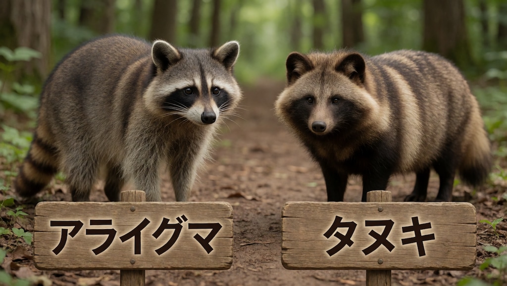 タヌキとアライグマ