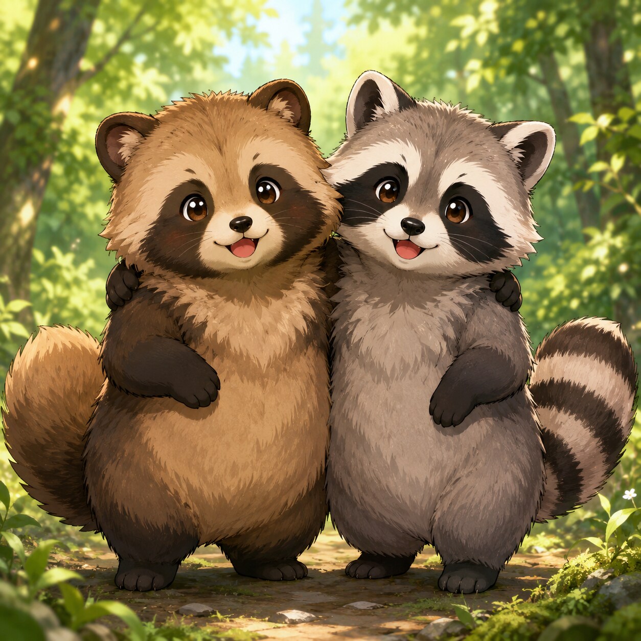 タヌキとアライグマ