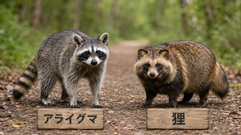 タヌキとアライグマ