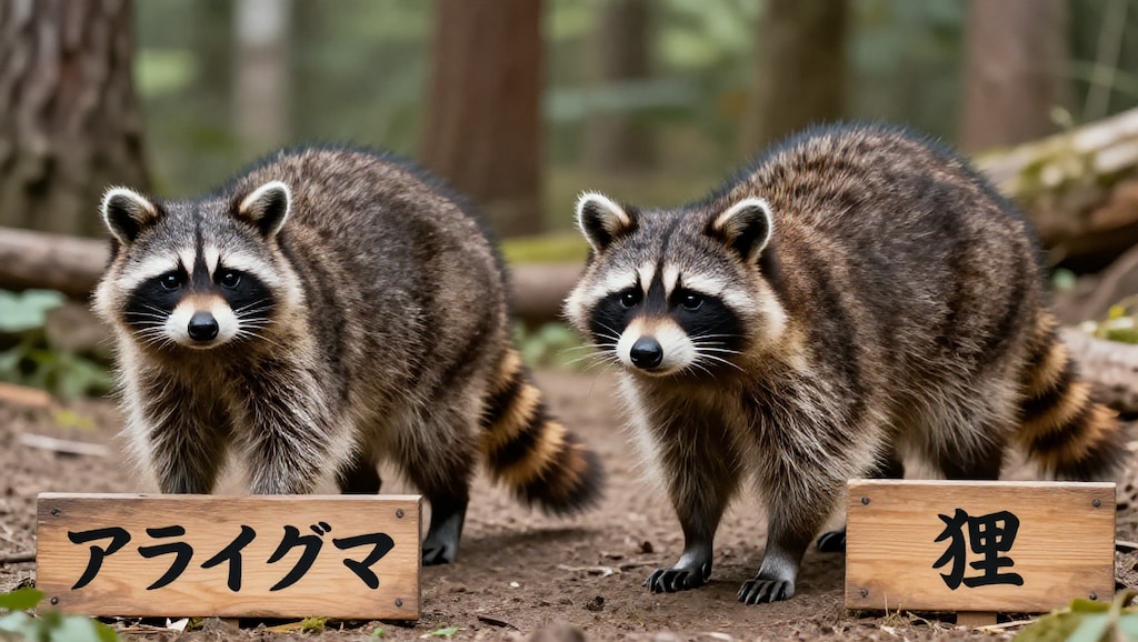 タヌキとアライグマ