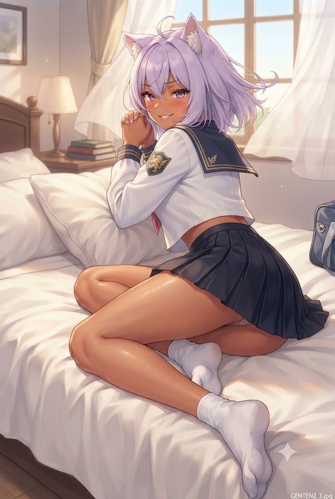 今パパに押し倒されたにゃ。