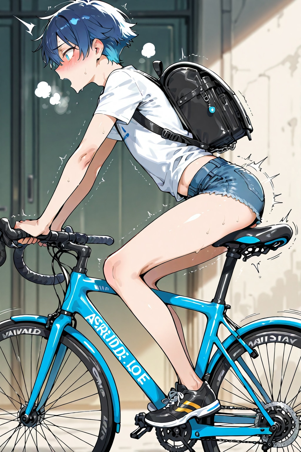 自転車のサドルに座る