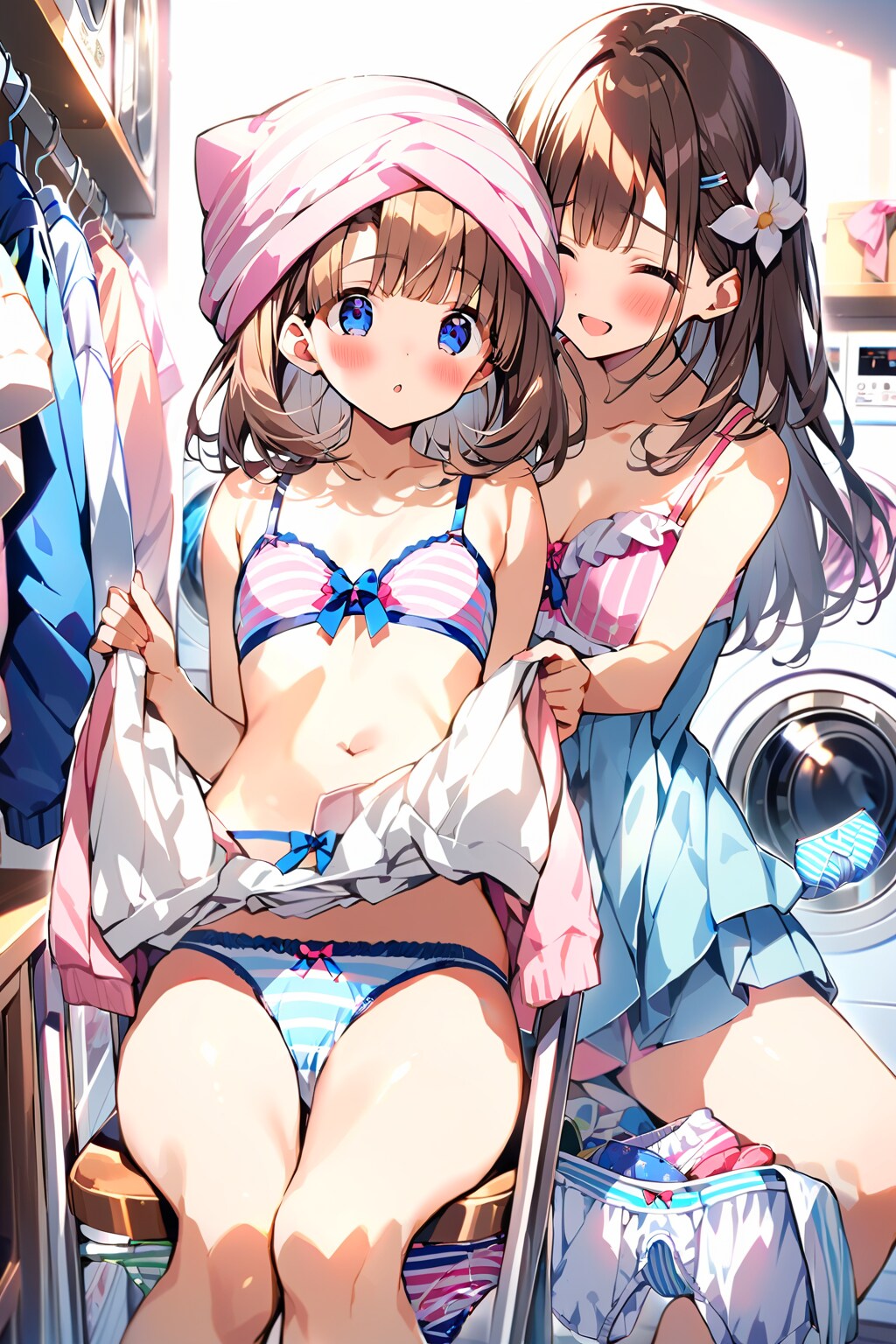 「着てみてもいいよー」『…な、なんで頭にパンツ被せるんですか…』/女性専用コインランドリー3