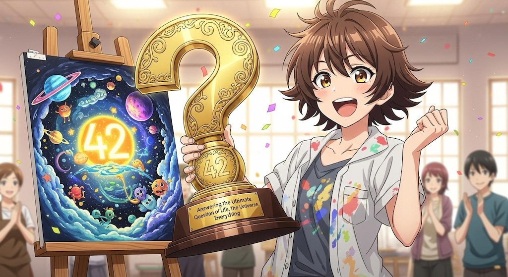 "生命、宇宙、そして万物についての究極の疑問の答え"に関するトロフィー