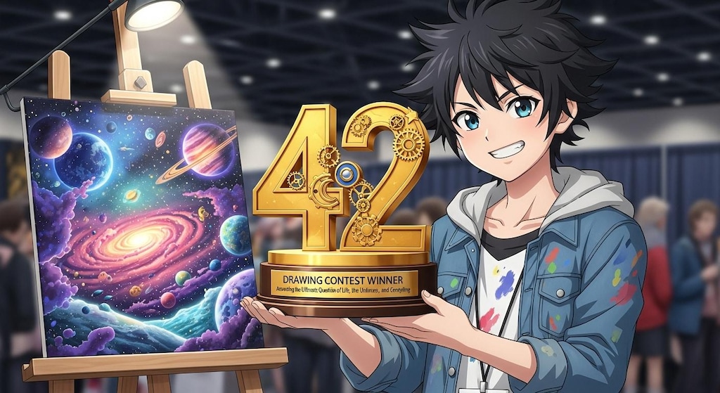 "生命、宇宙、そして万物についての究極の疑問の答え"に関するトロフィー