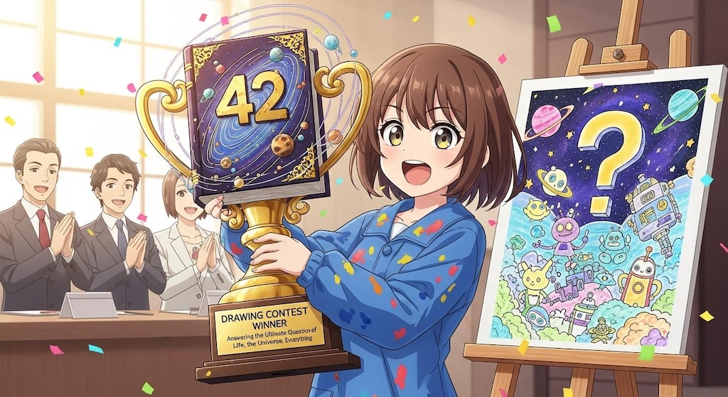 "生命、宇宙、そして万物についての究極の疑問の答え"に関するトロフィー