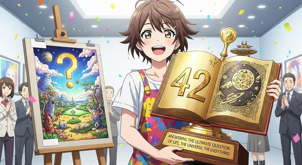 "生命、宇宙、そして万物についての究極の疑問の答え"に関するトロフィー