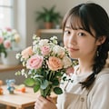 花束を贈られた女性 4枚目