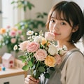花束を贈られた女性 3枚目