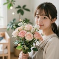 花束を贈られた女性 6枚目
