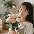 花束を贈られた女性 2枚目