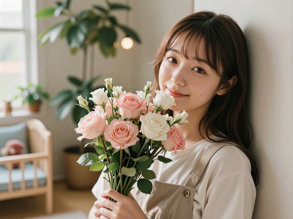 花束を贈られた女性