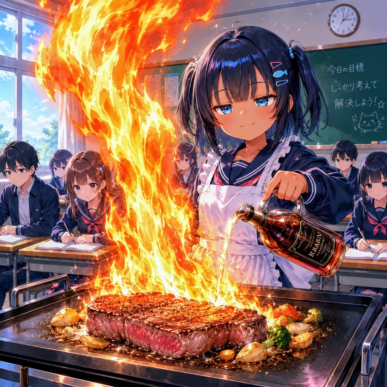 ステーキを焼くこなつちゃん