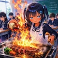 ステーキを焼くこなつちゃん 3枚目