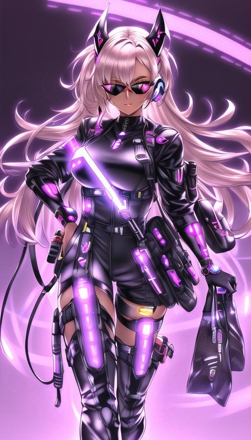 サイバーパンク風ギャルイラスト