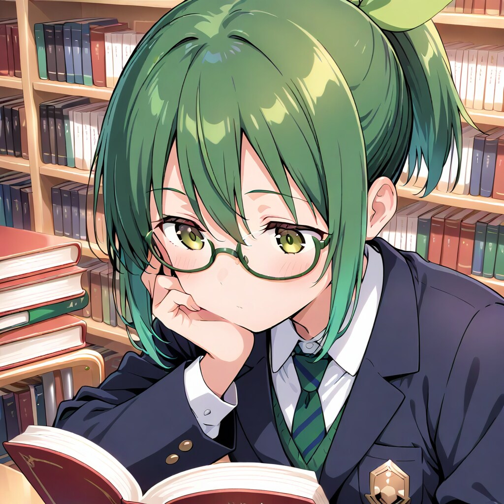 本を読み耽ってるめがねっ娘