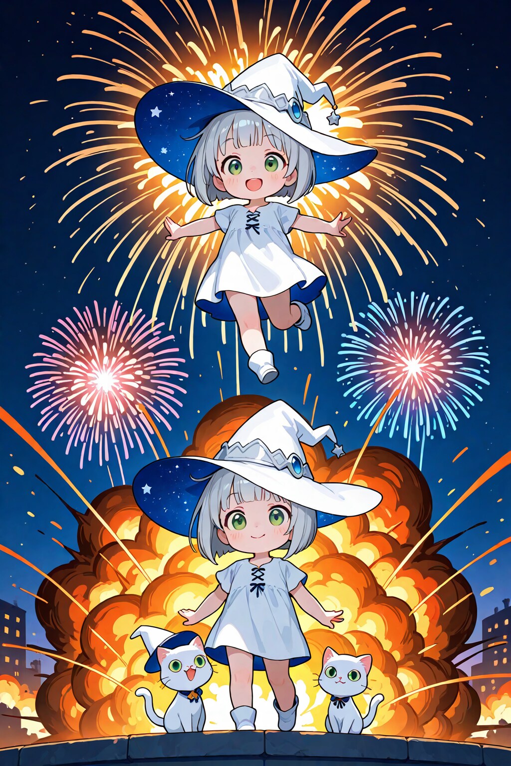 白い魔女と花火