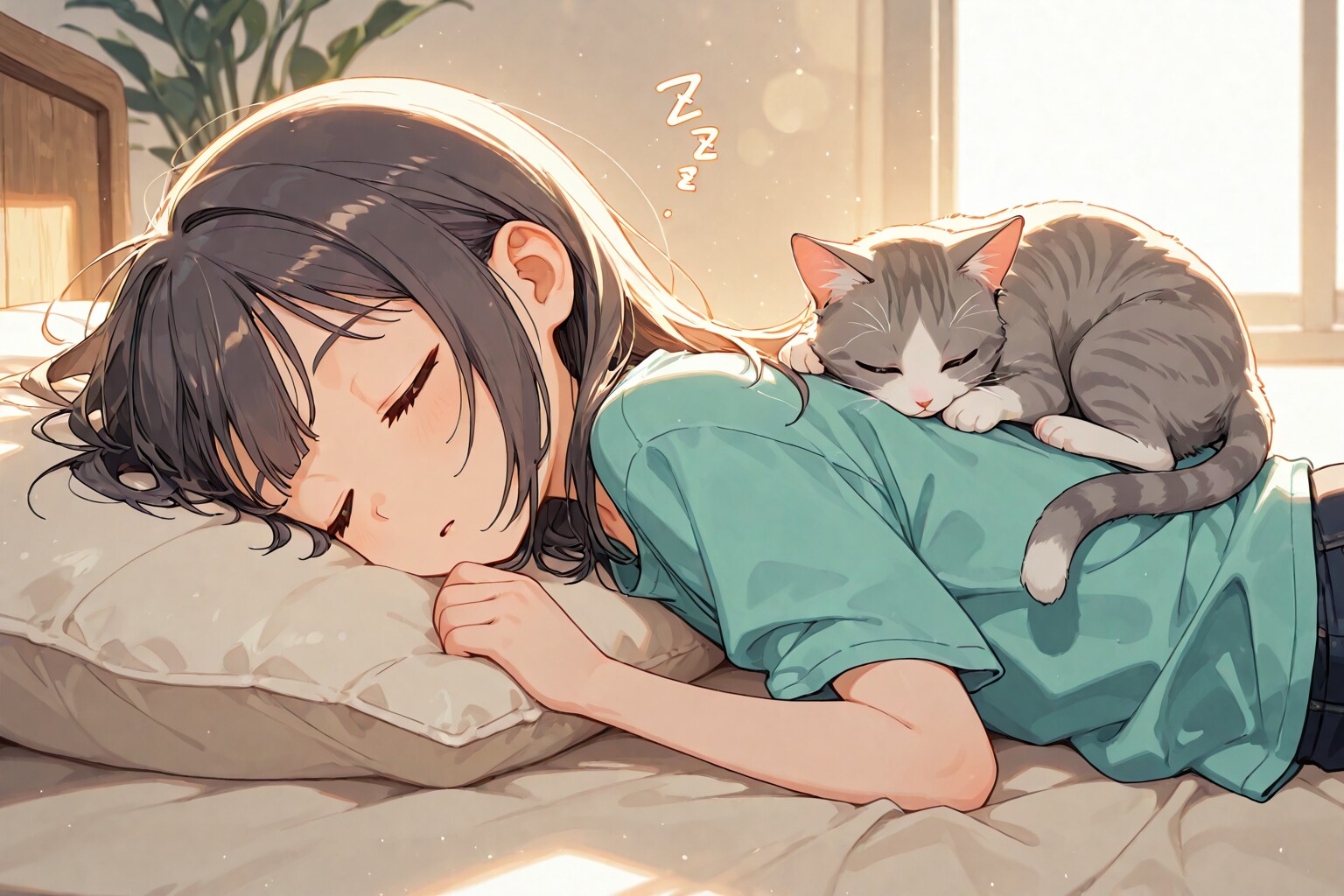 猫とお昼寝