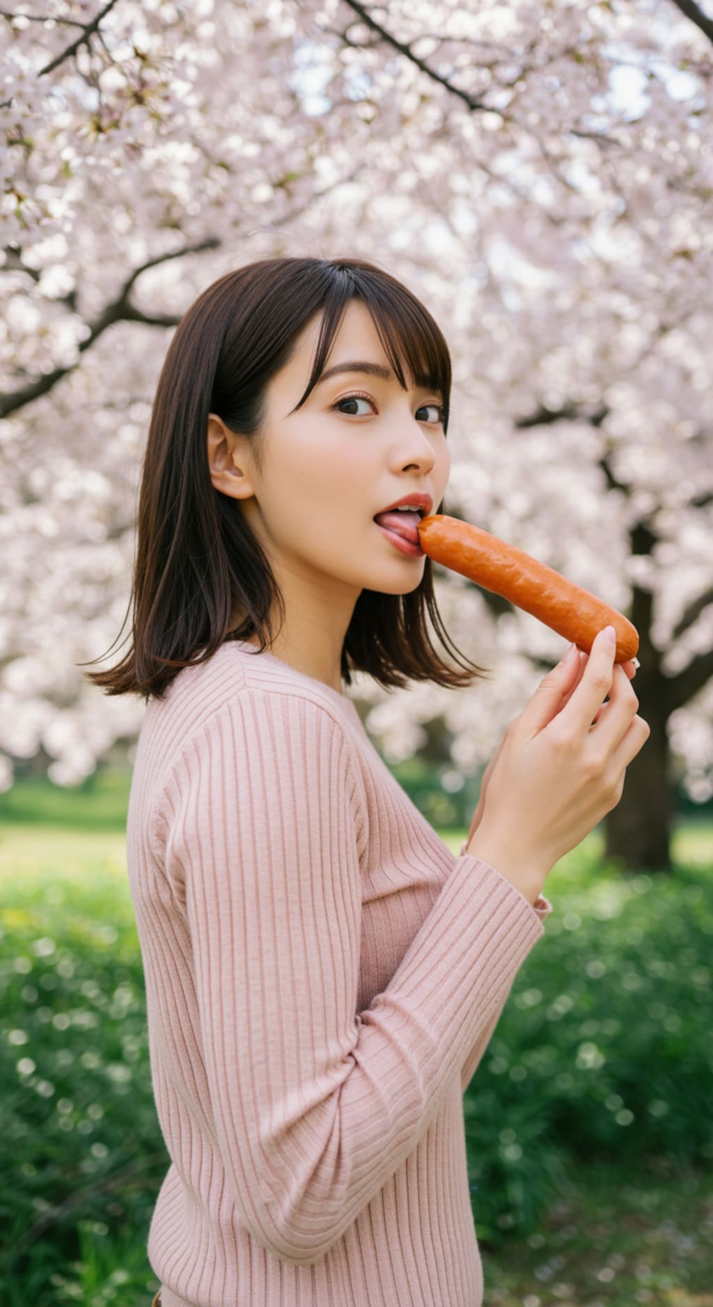 お花見でフランクフルト