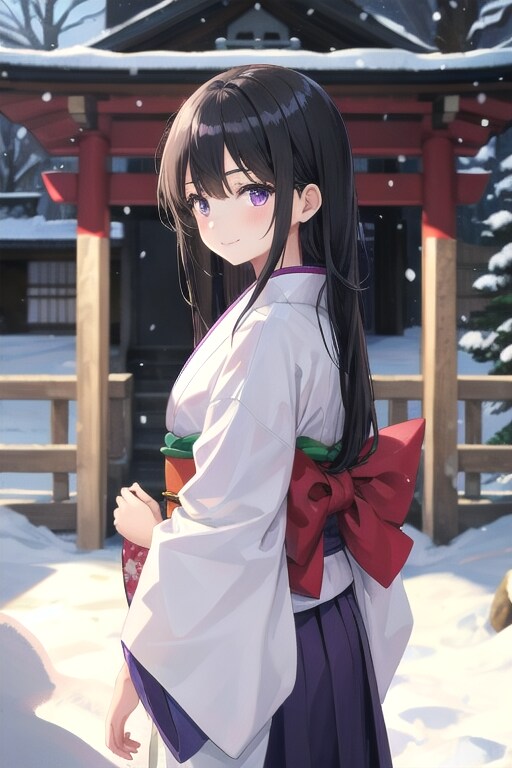 和装女子　雪見