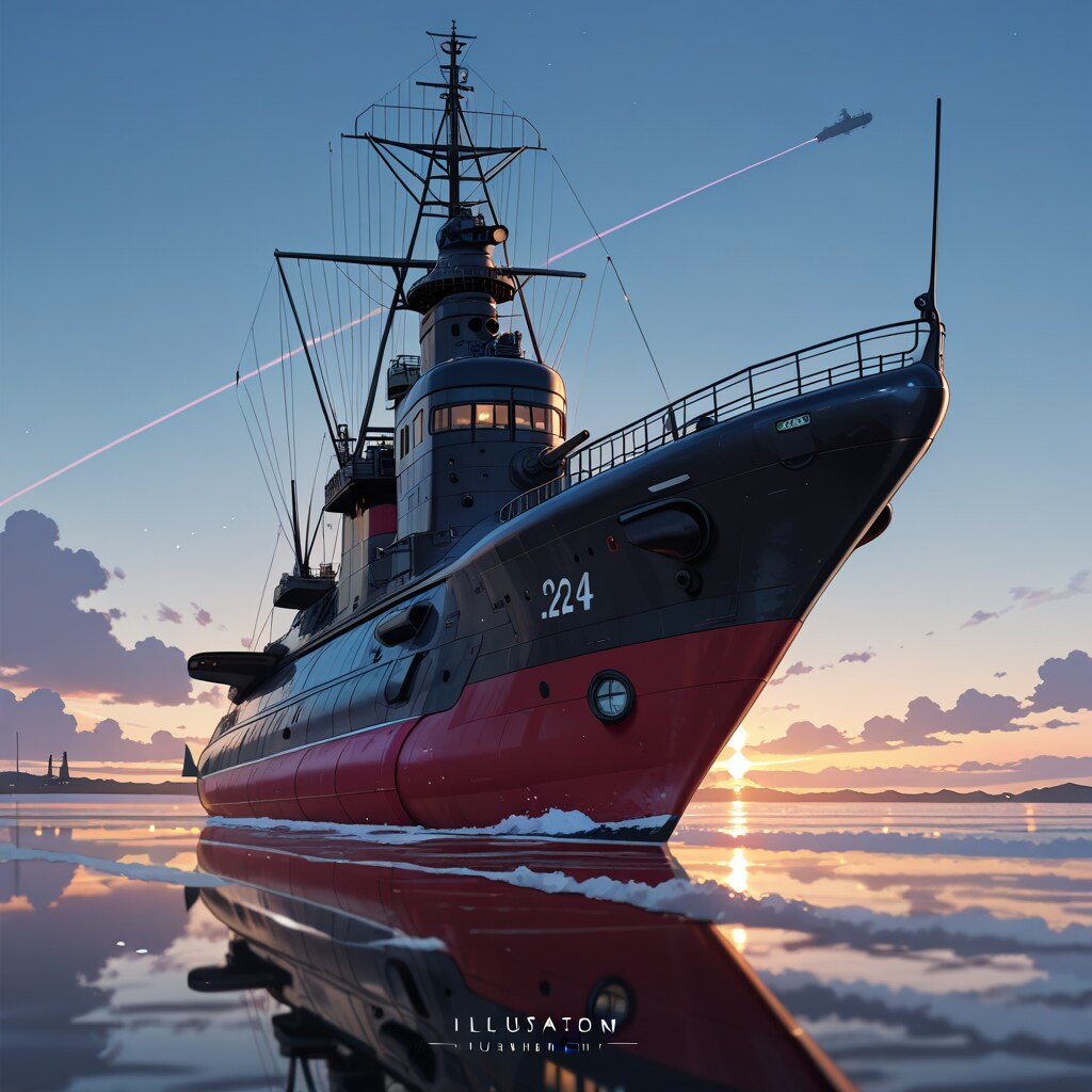 軍艦と夕暮れ | の人気AIイラスト・グラビア