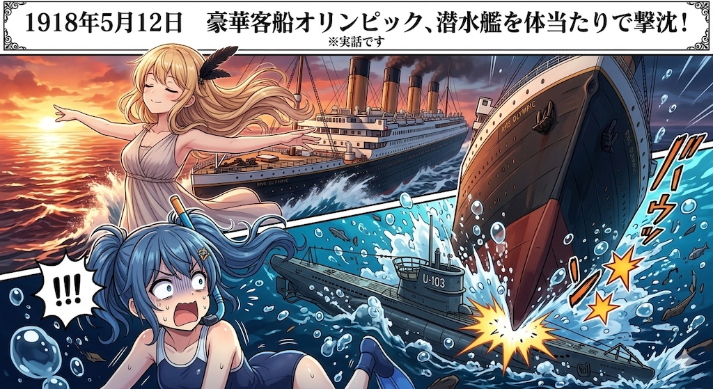 5月12日はタイタニックの同型船がUボートを体当たりで撃沈した日