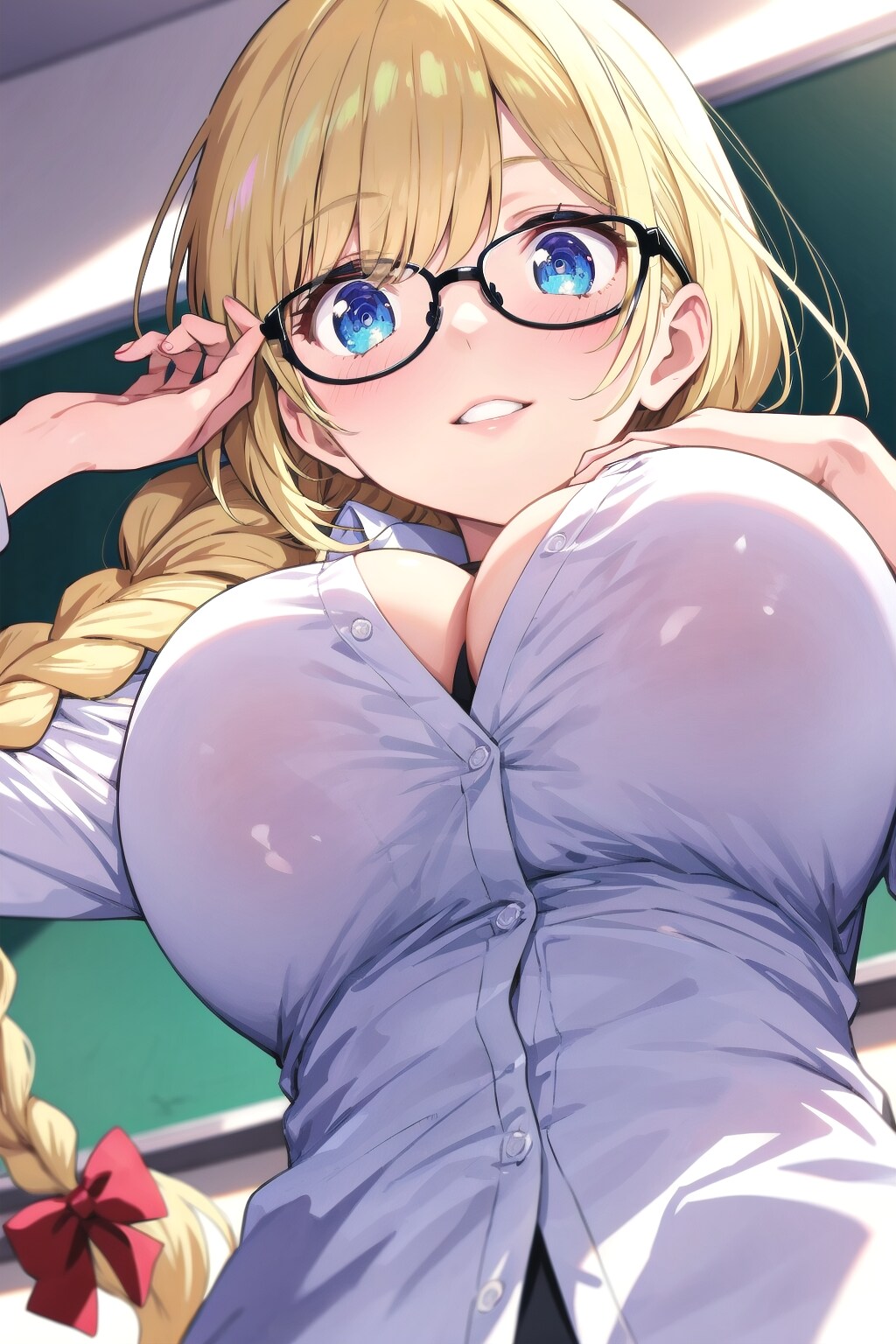 メアリー先生も眼鏡三つ編み