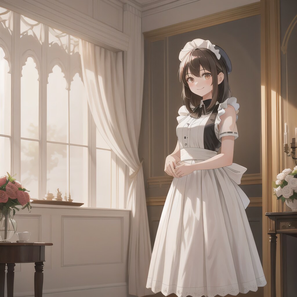 黒髪ロングでメイド服の少女３７