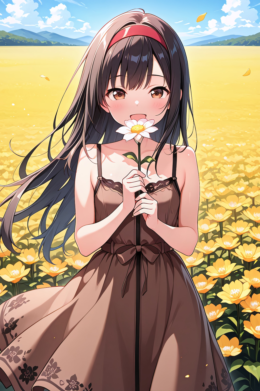 お花畑の黒髪ちゃん