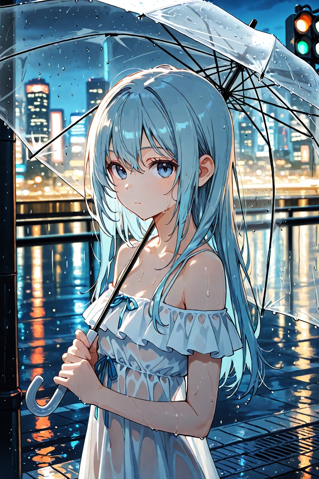 雨漏り傘とずぶ濡れヒロイン | の人気AIイラスト・グラビア