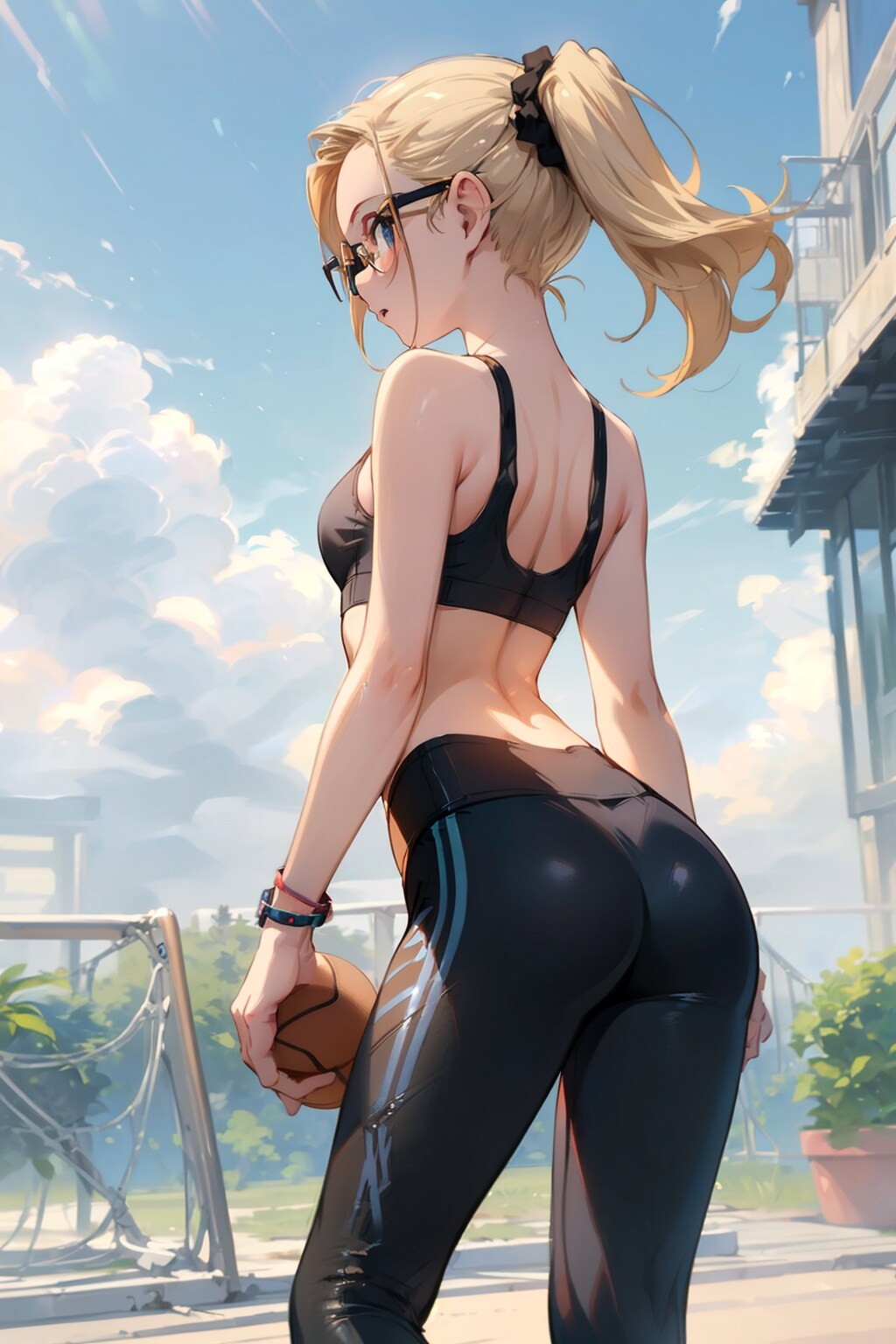 スポーツウェアの眼鏡っ娘