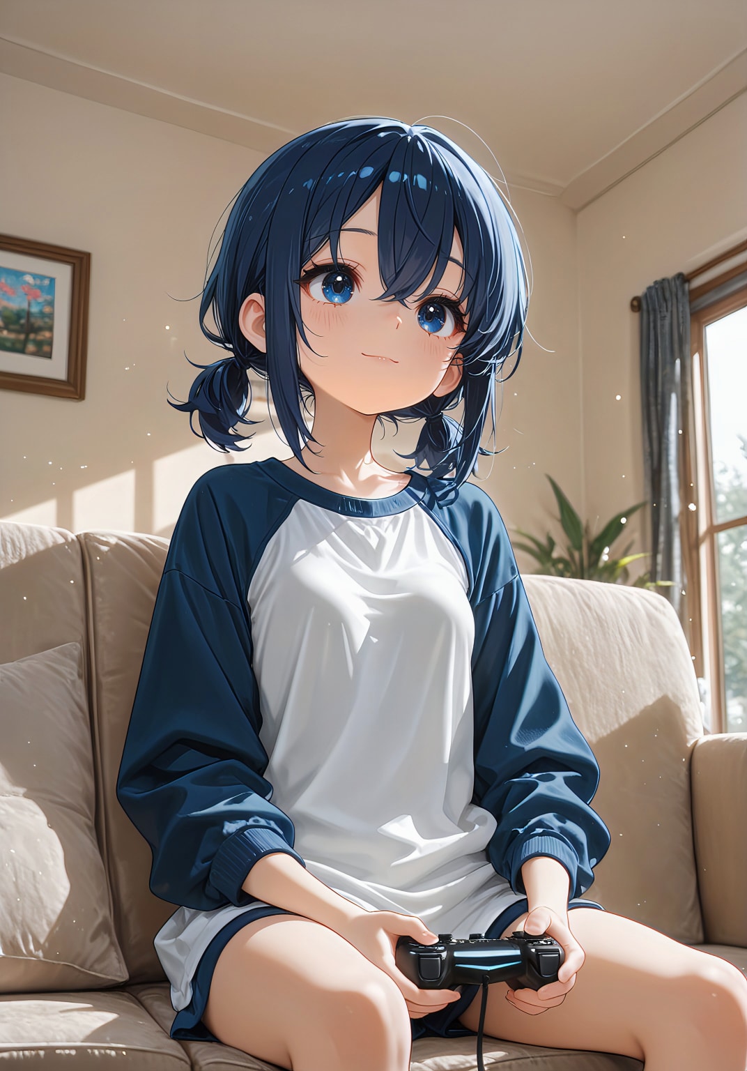 ラグラン姿でゲームを楽しむ休日