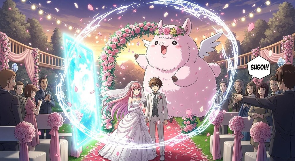 結婚式の会場で魔法の儀式